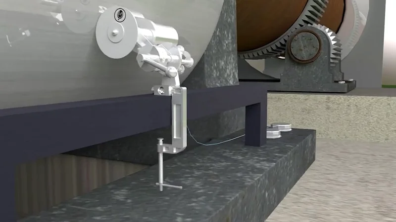 Mounting the measuring wheel on a fabricated platform near kiln roller or tyre
