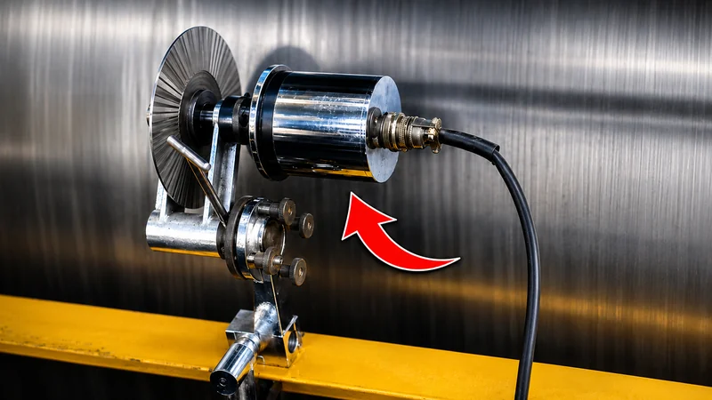 Spring loaded measuring wheel in contact with rotating cylindrical surface